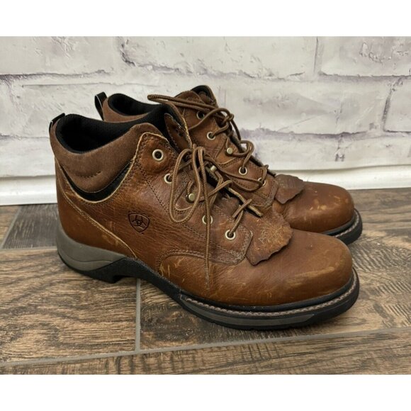 Ariat‎ Brown Leather Lace Up Work Boots Women’s Size 8B Steel Toe 31460 - Picture 1 of 14